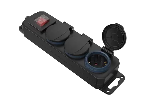Regleta para exteriores ALLROAD IP44 tipo alem&aacute;n Toma de 3 v&iacute;as con interruptor