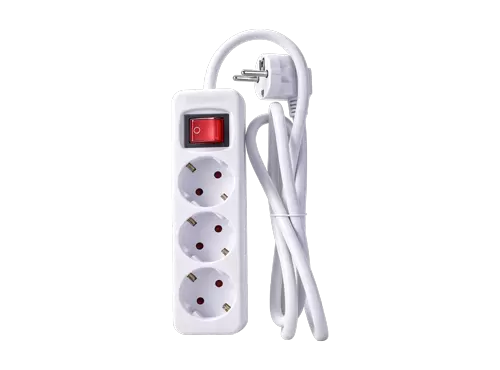 Regleta Schuko Alemana Tipo F de 3 Tomas ALLROAD, 3680W 16A, Interruptor Encendido/Apagado