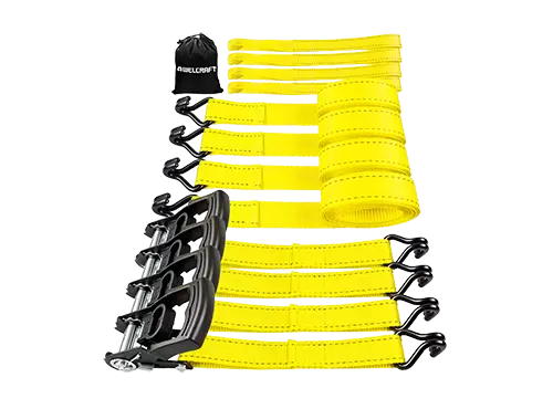 AWELCRAFT Correas de trinquete 4PK 4500 lbs 1.5"x15' Ganchos dobles J Bucles suaves