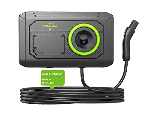 Cargador EVMaster Tesla Nivel 2 48A NACS, cable de 25 pies, enchufe NEMA 14-50